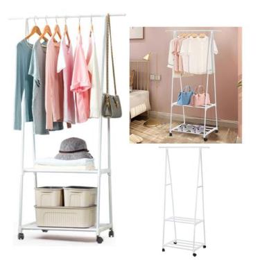 Imagem de Arara Guarda Roupa Sapato Cabideiro Sapateira Organizador Com Rodas Mu