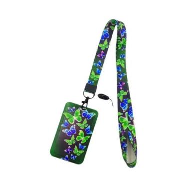 Imagem de Porta-Crachá Borboleta Feminino Com Cordão Para Identificação E Cartõe