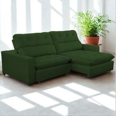Imagem de Sofa Retratil Reclinavel 2 Lugares 240cm Veludo Andreia Verde