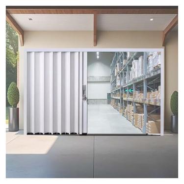 Imagem de Porta sanfonada resistente 152 x 228 cm com fechadura e chave - Divisor deslizante para lavanderia, acampamento, vestiário, armário - Solução durável de separação de parede