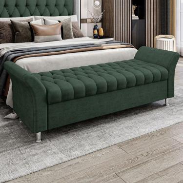 Imagem de Recamier Puff Estofado King 195 Cm Ágata Veludo Verde