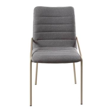 Imagem de Cadeira Estofada Com Base Em Aço Carbono Pintura Automotiva – Suzy Exclusiva Linho Chumbo - Champanhe Automotivo