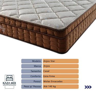 Imagem de Cama Box Cinza E Colchão Anjos Star Pillow In Molas Ensacadas Casal Anjos