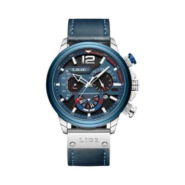 Imagem de Relógio Cronógrafo Masculino De Luxo LIGE, Relógio De Pulso De Couro À