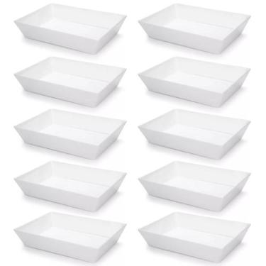 Imagem de Kit 10 Travessa Retangular 2,2l Branco Servir a Mesa Salada Sobremesa 