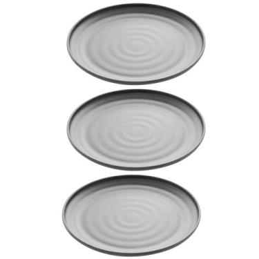 Imagem de Kit 3 Pratos Melamina Preto Sushi Restaurante 25,5cm Tóquio Lyor Redon