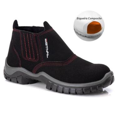 Imagem de Botina de Segurança em Microfibra Preto e Vermelho Estival WO10013S2PT