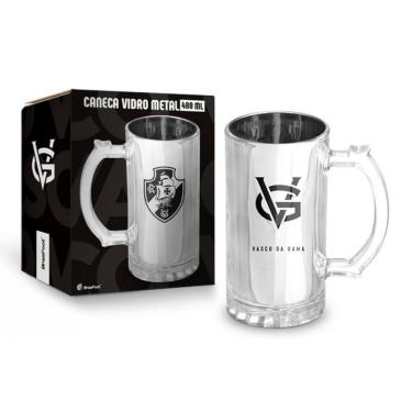 Imagem de Caneca de Vidro Metalic Vasco - 480ml - Brasfoot 