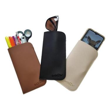 Imagem de Kit 3 Porta Óculos Capa Case Estojo material sintético Capinha Celular