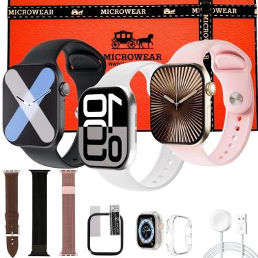Imagem de Smart Watch Lançamento W11 Mini Pro Responde Mensangens Unissex Kit 3 Pulseiras Extra P...