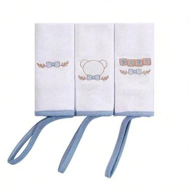 Imagem de Toalha de Boca para Bebê com Prendedor de Chupeta Baby Joy, Urso Azul