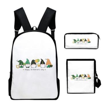 Imagem de Conjunto de mochilas de 3 peças com impressão 3D do Dia de São Patríci