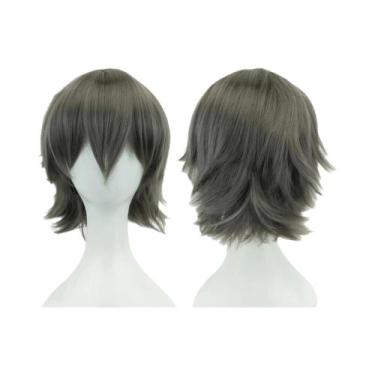 Imagem de Peruca Curta Unissex Rosa Loiro Laranja De 12 Polegadas Com Franja Par