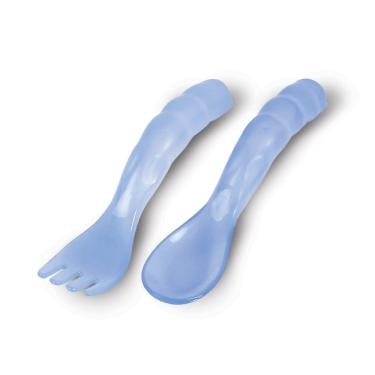 Imagem de Conjunto de Talheres para Bebês Garfo e Colher Azul - First Step