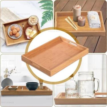 Imagem de Bandeja Retangular Mdf e Bambu Multiuso Serve Café da Manhã Almoço Jan