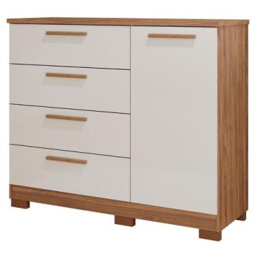 Imagem de Cômoda Mavi 4 Gavetas 1 Porta MDF - Panan, Cinamomo Off White