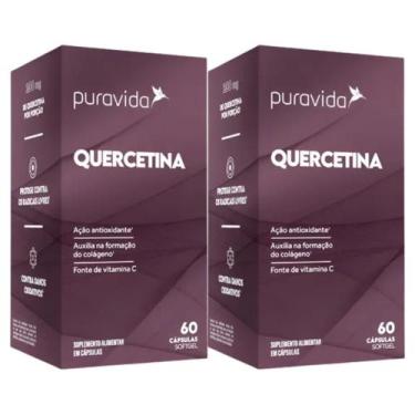 Imagem de 2x Quercetina Vitamina C Puravida 60 Caps Sem Sabor