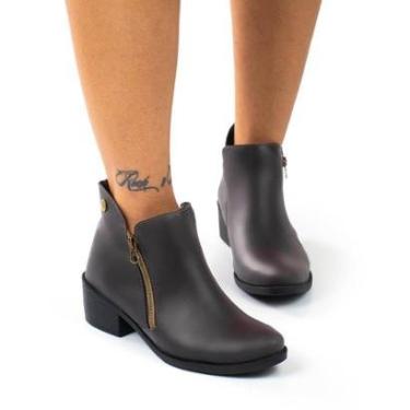 Imagem de Bota Feminina Casual Cano Baixo Salto Antiderrapante Zíper Confortável Macia Leve-Feminino