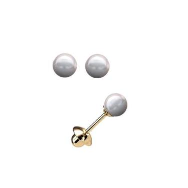 Imagem de Brinco Pérola Bebê 3 milímetros Ouro 18K Tarraxa Rosca 16931 K030 - Us