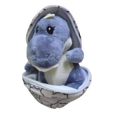Imagem de Pelúcia Ovo Dino Dinossauro Surpresa 15 Cm Fofinho Fofo T Rex, Cinza
