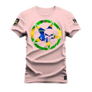 Imagem de Camiseta Plus Size Estampada Algodão Unissex Brasão Brasil-Unissex