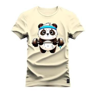 Imagem de Camiseta Plus Size Algodão Estampada Confortável Panda Fitness-Unissex