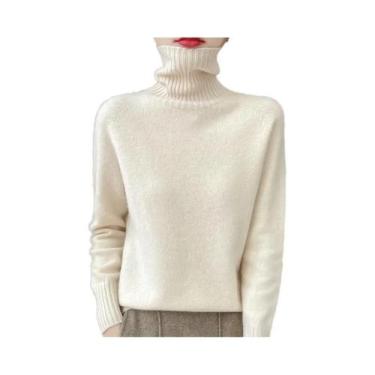 Imagem de Hoodie Feminino 100% Lã Merino, Manga Longa, Gola Alta, Top Quente Em 