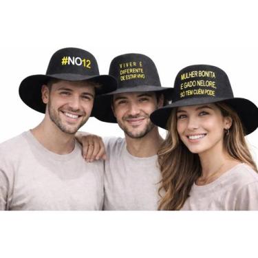 Imagem de Kit 3 Chapéu Natanzinho Lima Festival Cata Ovo Frase Sertanejo - Gac V