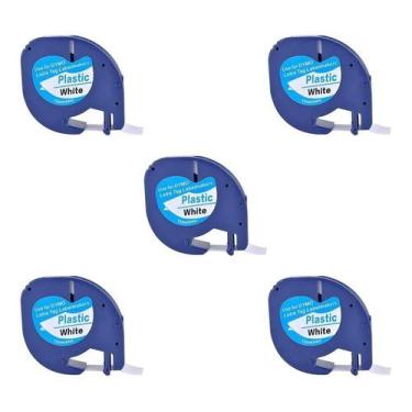 Imagem de Kit 5 Fitas Plásticas 91201 Para Rotuladora Dymo Letratag Co - Congrat