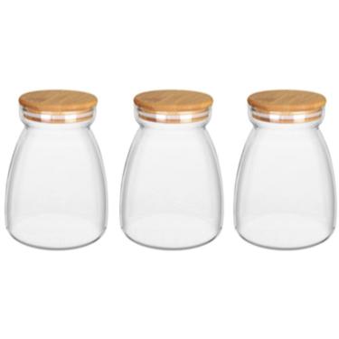 Imagem de KIT 3 POTES MANTIMENTOS HOME&CO COM TAMPA BAMBU BOROSSILICATO 1,1L 15x8x8