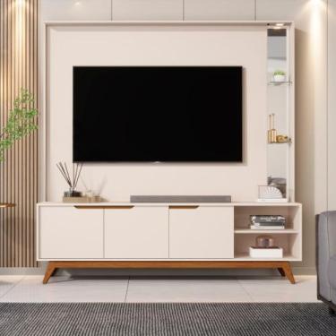 Imagem de Estante Home para TV até 75 Polegadas 3 Portas com Pés de Madeira Em M