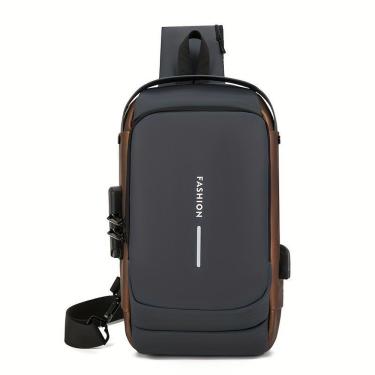 Imagem de Mochila de Peito OEM à Prova D'água em PU para Notebook 8 Polegadas Cinza com Trava de...
