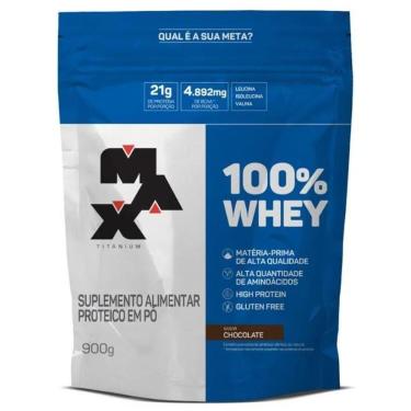 Imagem de Suplemento em pó 100% Whey proteínas100% Whey em sachê de 900g Max Titanium-Unissex