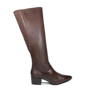 Imagem de Bota Mezzo Punto Cano Alto Couro Marrom-Feminino