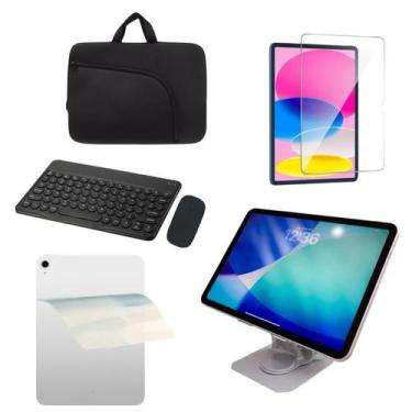 Imagem de Kit Acessórios Completo p/ Ipad 11 A16 Pelicula Teclado Suporte - DaiC