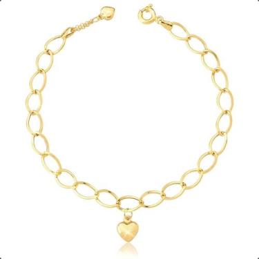 Imagem de Pulseira Feminina Ouro 18k Com Berloque Coração - Sofistgold