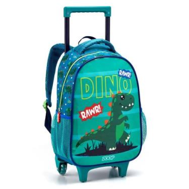 Imagem de Mochila Escolar De Carrinho Infantil Masculina 16" Dino/tubarao - Sean