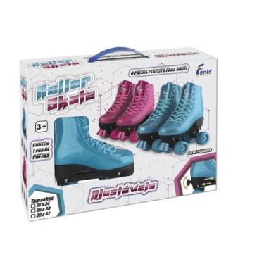 Imagem de Patins Roller Skate Infantil Ajustável Azul Brilhante 39/42 Fênix Brin