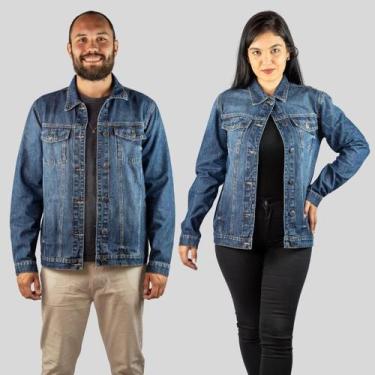 Imagem de Jaqueta Jeans Unissex Puídos Escura DOCT, M, Indigo escuro