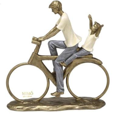 Imagem de FIGURA DECORATIVA PAI E FILHO BICICLETA - 24,5cm - EXPRESSIONE