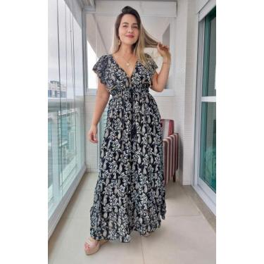 Imagem de Vestido Longo Indiano Manga Curta Lurex Luxo C/ Forro Cod 07 - Aleci F