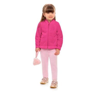 Imagem de Jaqueta Infantil Menina Fleece Plush Inverno Fúcsia Kamylus - anjo da 