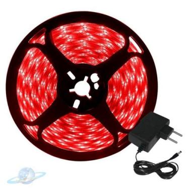 Imagem de Kit Fita De Led 5050 Sem Silicone IP20 Vermelha C/ Fonte Inclusa - Uni