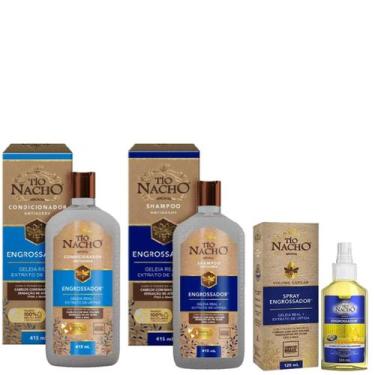 Imagem de Kit Tio Nacho Engrossador shampoo 415ml + condicionador 415ml + spray 