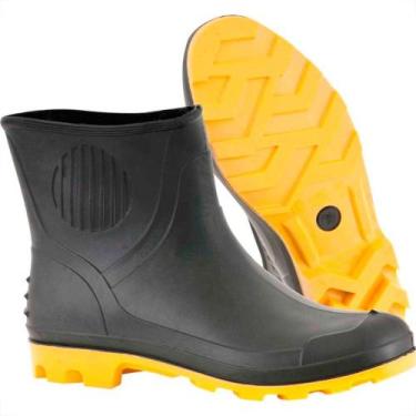 Imagem de Bota Galocha Pvc Pega Forte Preta/Amarela No.42 Cano Curto Com Meia - 