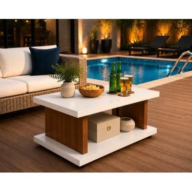 Imagem de Mesa De Centro Moderna Amadeirado Com Branco TX 60x40x40 cm - Fábrica 