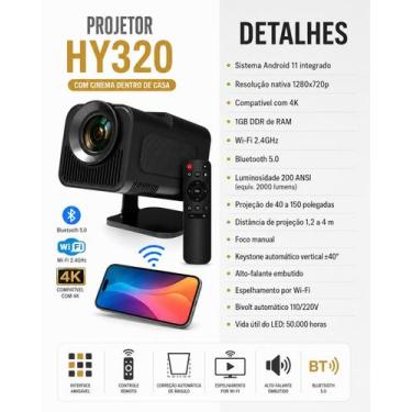 Imagem de Projetor Bluetooth HY320 Tela 40 a 150 Polegadas Bivolt - E1 Eletro Im