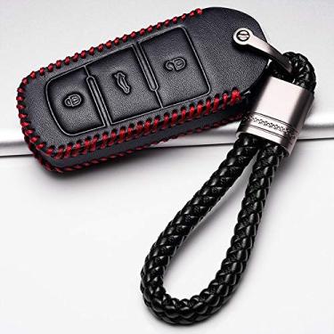 Imagem de WSWJDW Couro da capa da chave do carro capa chaveiro anel chave bolsa, adequado para Volkswagen VW Passat CC B6 B7 B7L CC R36 Maogotan B5 Passat 3C, 6