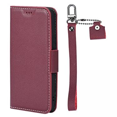 Imagem de LAHappyL Capa carteira para iPhone 13 Pro Max/13 Pro/13 Capa de couro legítimo com função de suporte para cartão, capa tipo carteira com suporte magnético, roxo, 13 Pro Max de 6,7 polegadas