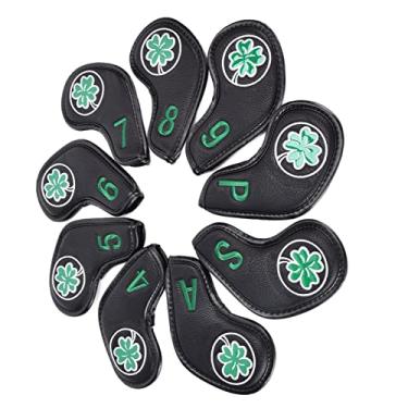 Imagem de Capa de ferro para taco de golfe, protetor solar durável Requintada capa de ferro para golfe 9 unidades / conjunto macio para proteger o taco de golfe(Preto)